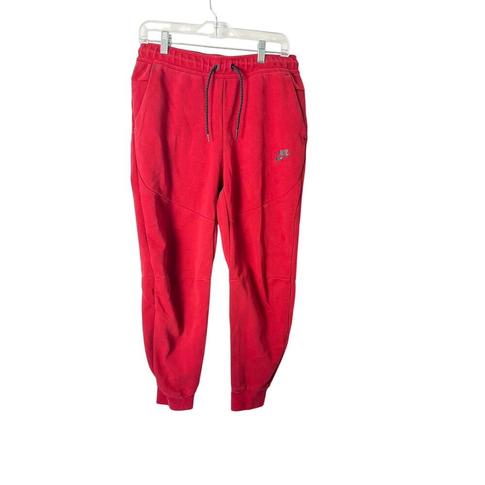 Nike Club Fleece Joggers Red Sweatpants Drawstring Pockets Mens M/L